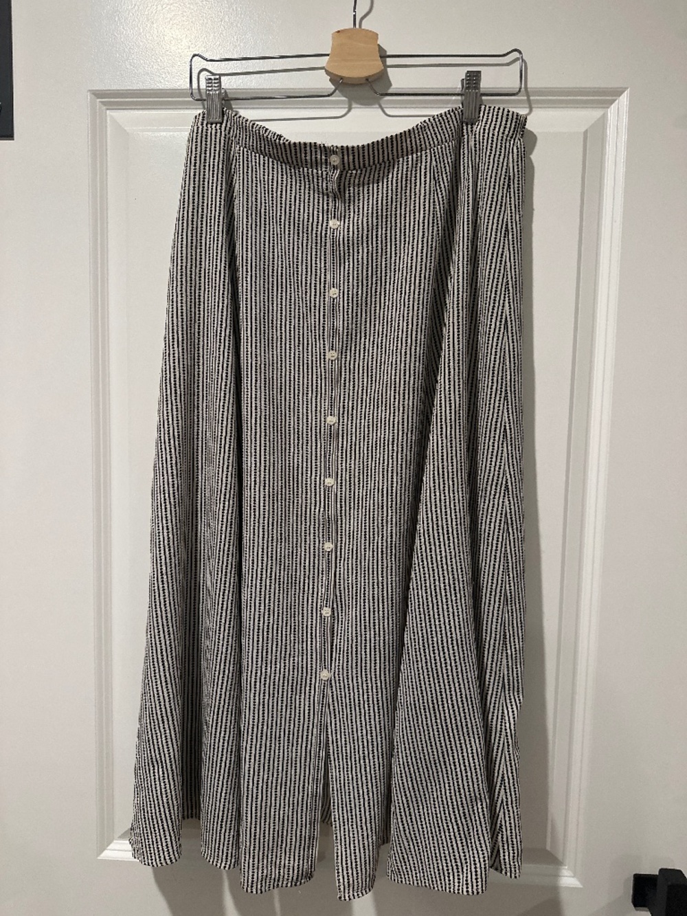 Black and White Striped Skirt- Ankle Length